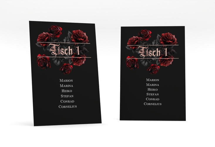 Tischaufsteller Hochzeit Gothic Rose Tischaufsteller schwarz rosegold