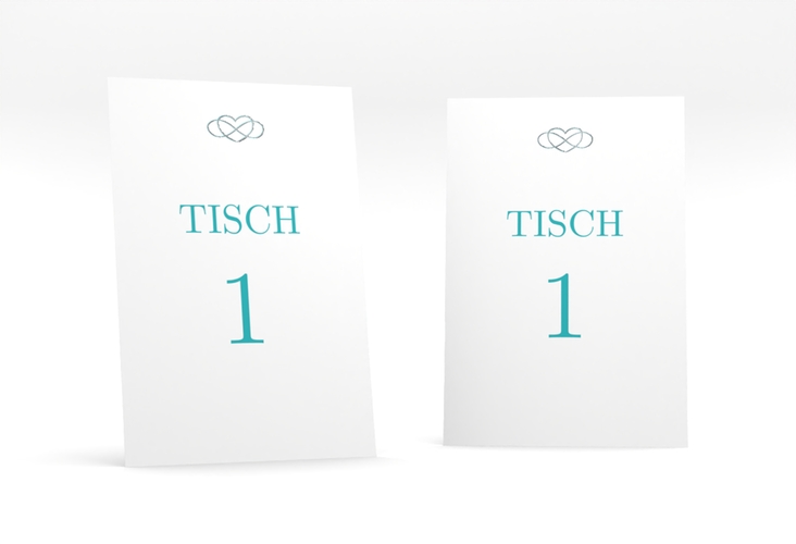 Tischnummer Hochzeit Infinity Tischaufsteller tuerkis silber