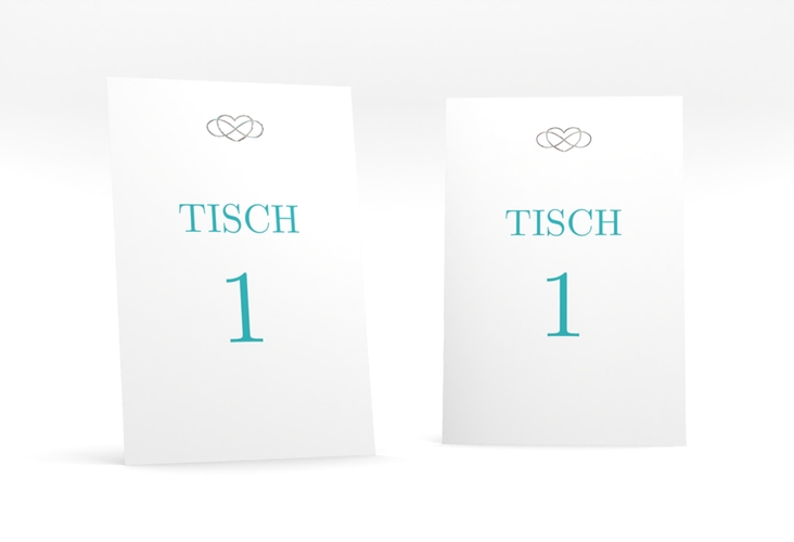 Tischnummer Hochzeit Infinity Tischaufsteller tuerkis rosegold