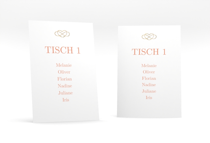Tischaufsteller Hochzeit Infinity Tischaufsteller apricot gold