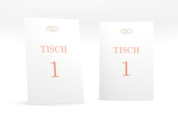 Tischnummer Hochzeit Infinity Tischaufsteller apricot gold