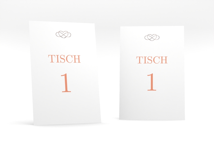 Tischnummer Hochzeit Infinity Tischaufsteller apricot silber