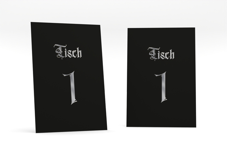 Tischnummer Hochzeit Wednesday Tischaufsteller schwarz silber