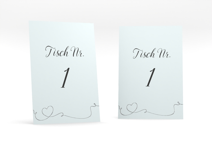 Tischnummer Hochzeit Dolce Tischaufsteller tuerkis silber