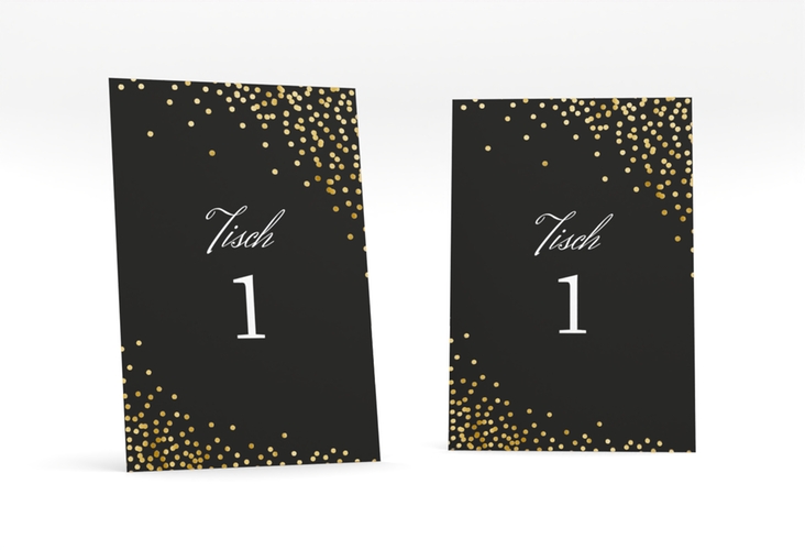 Tischnummer Hochzeit Glitter Tischaufsteller schwarz gold