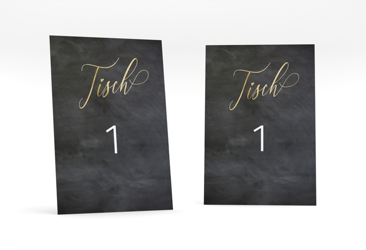 Tischnummer Hochzeit Chalkboard Tischaufsteller schwarz gold