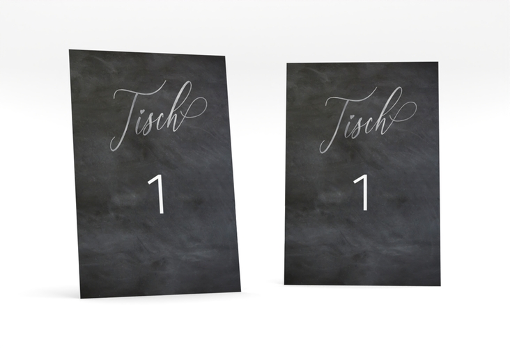Tischnummer Hochzeit Chalkboard Tischaufsteller schwarz silber
