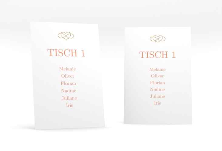 Tischaufsteller Hochzeit Infinity Tischaufsteller apricot gold