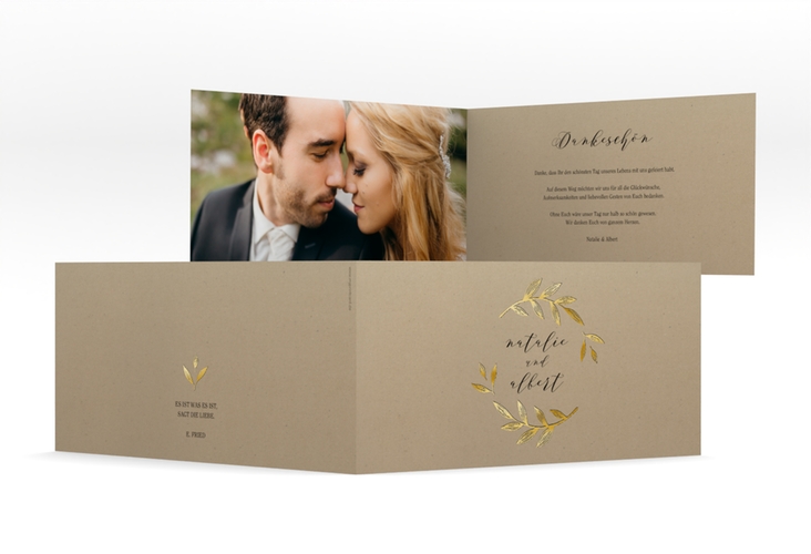 Danksagung Hochzeit  Naturelove lange Klappkarte quer schwarz gold