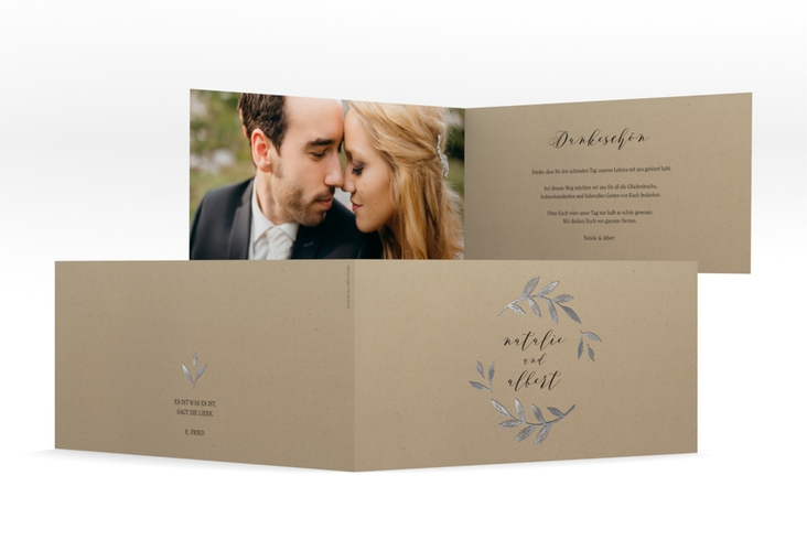 Danksagung Hochzeit  Naturelove lange Klappkarte quer schwarz silber