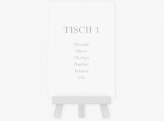 Klick: Details zu Tischaufsteller Hochzeit "Infinity" anzeigen Tischaufsteller Hochzeit Infinity Tischaufsteller grau