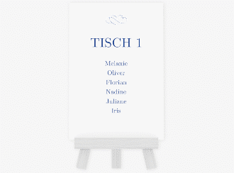 Klick: Details zu Tischaufsteller Hochzeit "Infinity" anzeigen Tischaufsteller Hochzeit Infinity Tischaufsteller blau
