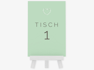 Klick: Details zu Tischnummer Hochzeit "Lebenstraum" anzeigen Tischnummer Hochzeit Lebenstraum Tischaufsteller mint