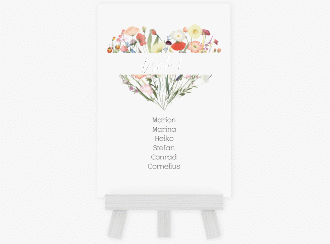 Klick: Details zu Tischaufsteller Hochzeit "Wildblumenherz" anzeigen Tischaufsteller Hochzeit Wildblumenherz Tischaufsteller bunt