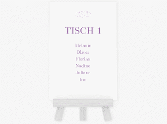 Klick: Details zu Tischaufsteller Hochzeit "Infinity" anzeigen Tischaufsteller Hochzeit Infinity Tischaufsteller lila