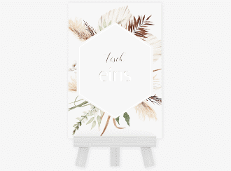 Klick: Details zu Tischnummer Hochzeit "Bohemian" anzeigen Tischnummer Hochzeit Bohemian Tischaufsteller weiss
