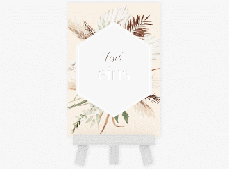 Klick: Details zu Tischnummer Hochzeit "Bohemian" anzeigen Tischnummer Hochzeit Bohemian Tischaufsteller beige