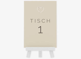 Klick: Details zu Tischnummer Hochzeit "Lebenstraum" anzeigen Tischnummer Hochzeit Lebenstraum Tischaufsteller beige