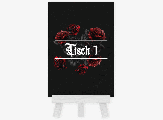 Tischnummer Hochzeit Gothic Rose Tischaufsteller schwarz