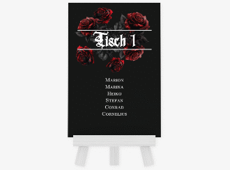 Tischaufsteller Hochzeit Gothic Rose Tischaufsteller schwarz