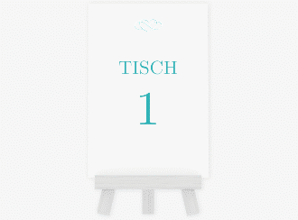 Klick: Details zu Tischnummer Hochzeit "Infinity" anzeigen Tischnummer Hochzeit Infinity Tischaufsteller tuerkis