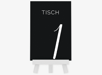 Tischnummer Hochzeit Eheschließung Tischaufsteller schwarz