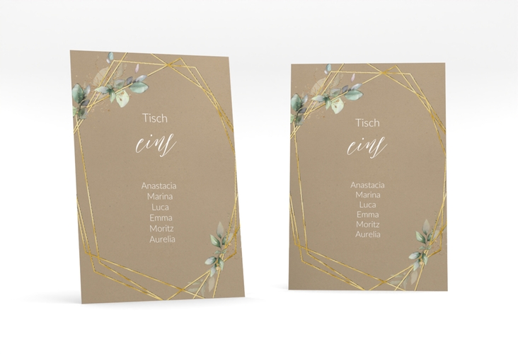 Tischaufsteller Hochzeit Greenish Tischaufsteller Kraftpapier gold