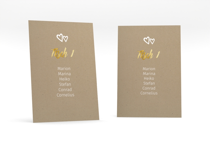 Tischaufsteller Hochzeit Icons Tischaufsteller Kraftpapier gold