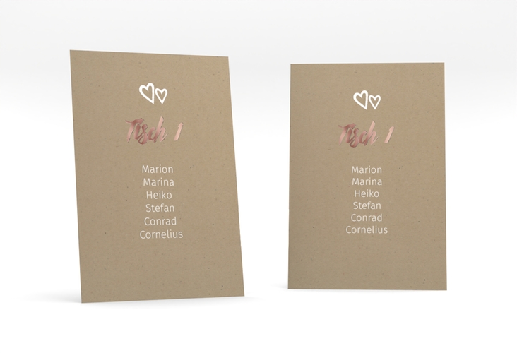 Tischaufsteller Hochzeit Icons Tischaufsteller Kraftpapier rosegold