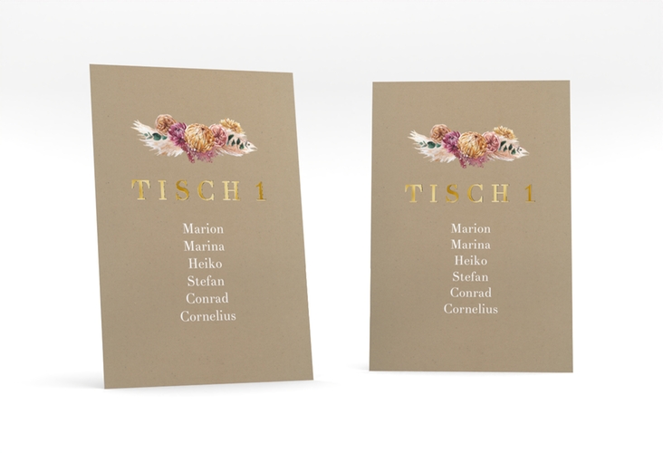 Tischaufsteller Hochzeit Bohochic Tischaufsteller Kraftpapier gold