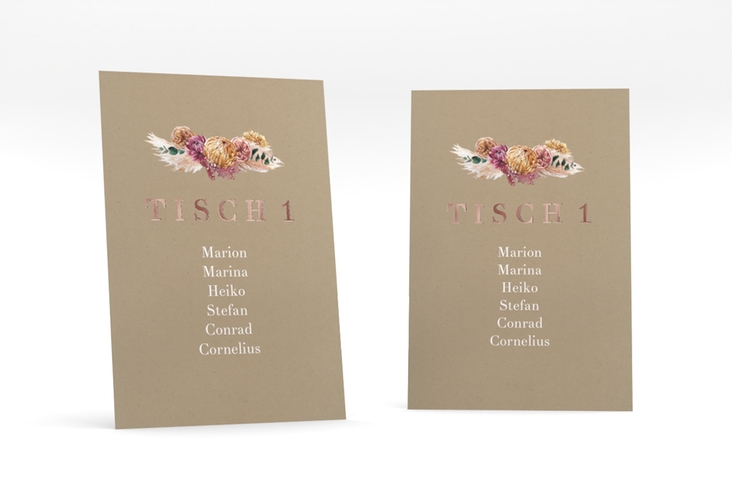 Tischaufsteller Hochzeit Bohochic Tischaufsteller Kraftpapier rosegold