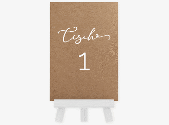 Klick: Details zu Tischnummer Hochzeit "Jawort" anzeigen Tischnummer Hochzeit Jawort Tischaufsteller Kraftpapier modern minimalistisch mit veredelter Aufschrift
