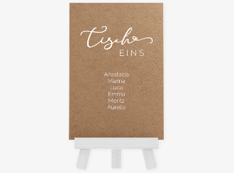 Tischaufsteller Hochzeit Jawort Tischaufsteller Kraftpapier modern minimalistisch mit veredelter Aufschrift