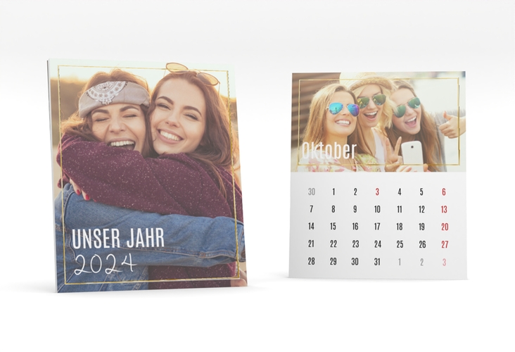 Foto-Tischkalender Zeitpunkt Kalenderblatt-Karte gruen gold