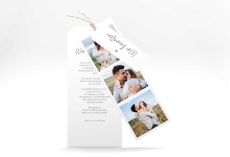Hochzeitseinladung Herzschlag Kartentrio schlicht und elegant mit Herzchen