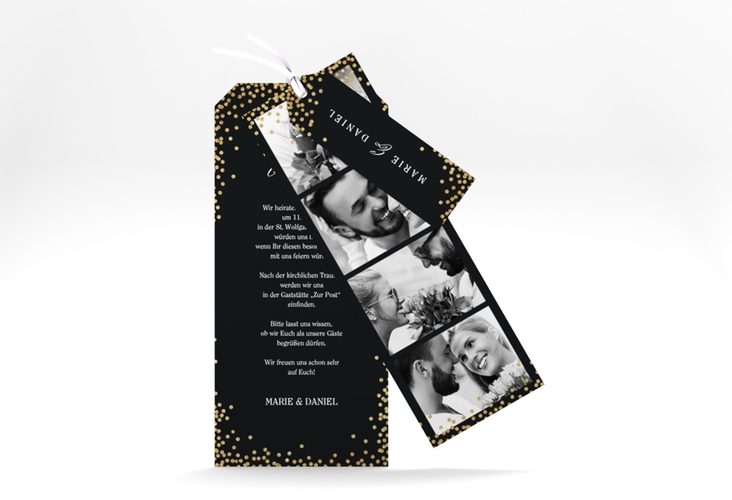 Hochzeitseinladung Glitter Kartentrio schwarz