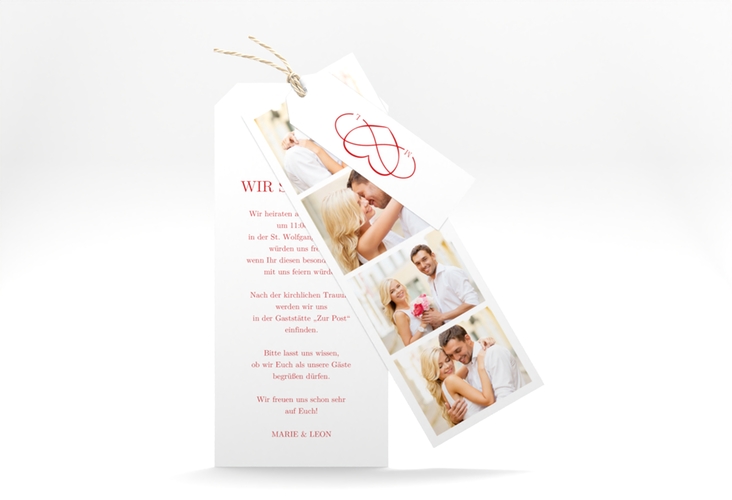 Hochzeitseinladung Infinity Kartentrio rot