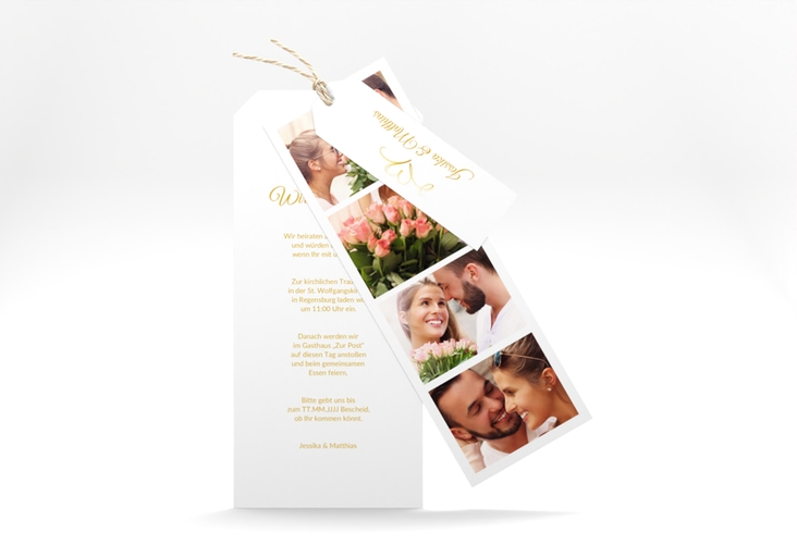 Hochzeitseinladung Envie Kartentrio gold hochglanz