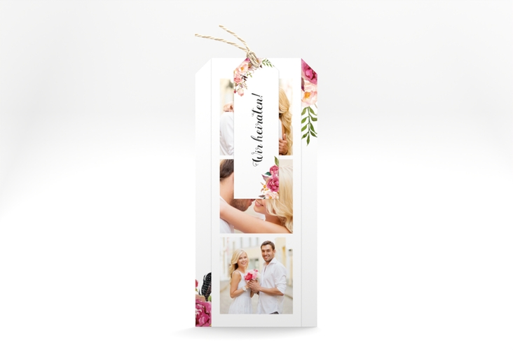 Hochzeitseinladung Flowers Kartentrio weiss hochglanz mit bunten Aquarell-Blumen