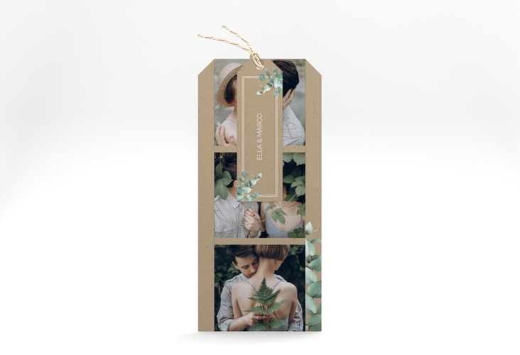 Hochzeitseinladung Eucalypt Kartentrio Kraftpapier mit Eukalyptus und edlem Rahmen