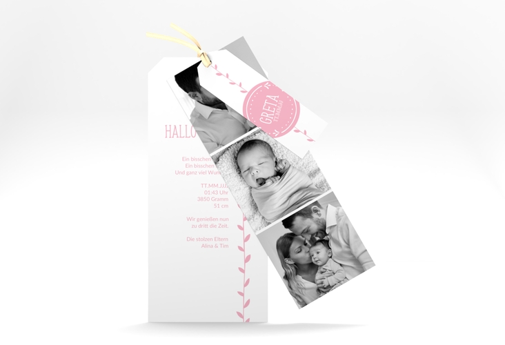 Geburtskarte Unikat Kartentrio rosa hochglanz