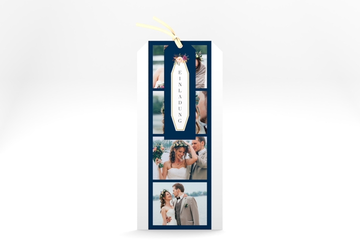 Hochzeitseinladung Prachtvoll Kartentrio blau hochglanz