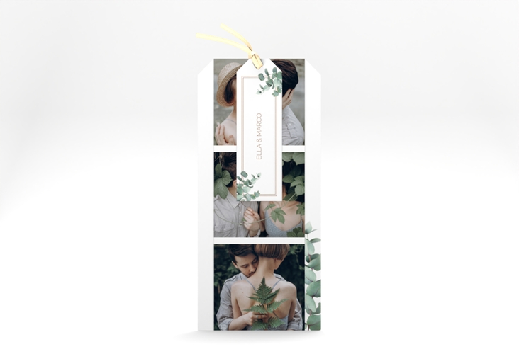 Hochzeitseinladung Eucalypt Kartentrio hochglanz mit Eukalyptus und edlem Rahmen