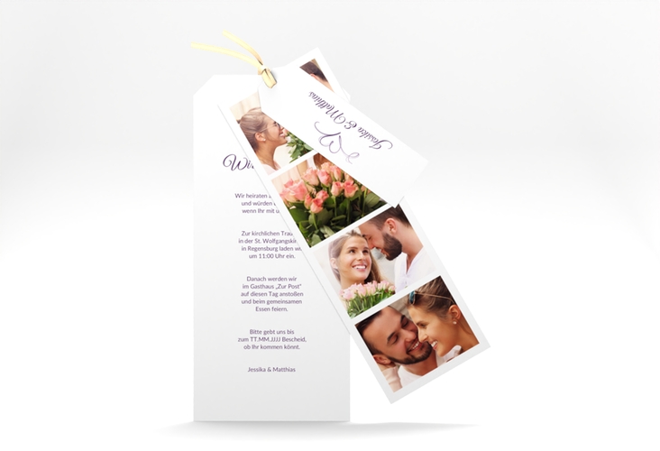 Hochzeitseinladung Envie Kartentrio lila hochglanz