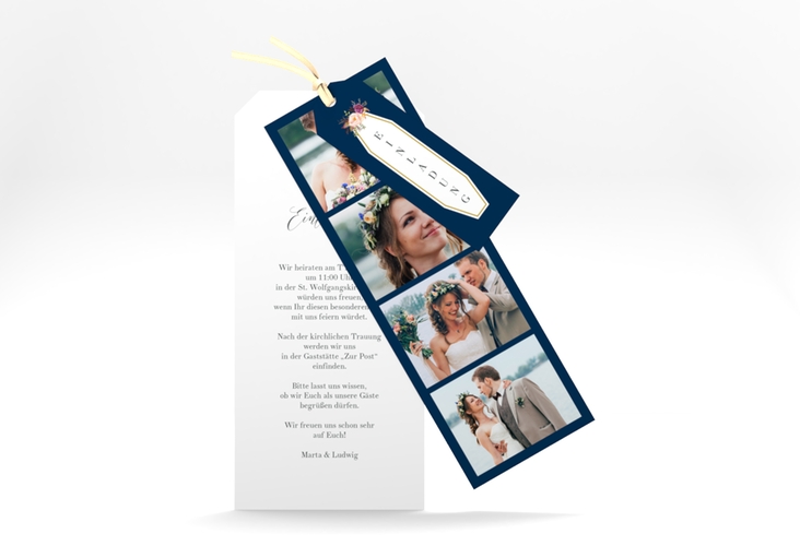 Hochzeitseinladung Prachtvoll Kartentrio blau