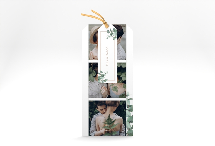 Hochzeitseinladung Eucalypt Kartentrio hochglanz mit Eukalyptus und edlem Rahmen
