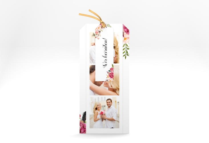 Hochzeitseinladung Flowers Kartentrio weiss mit bunten Aquarell-Blumen