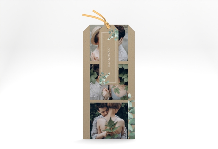 Hochzeitseinladung Eucalypt Kartentrio Kraftpapier mit Eukalyptus und edlem Rahmen