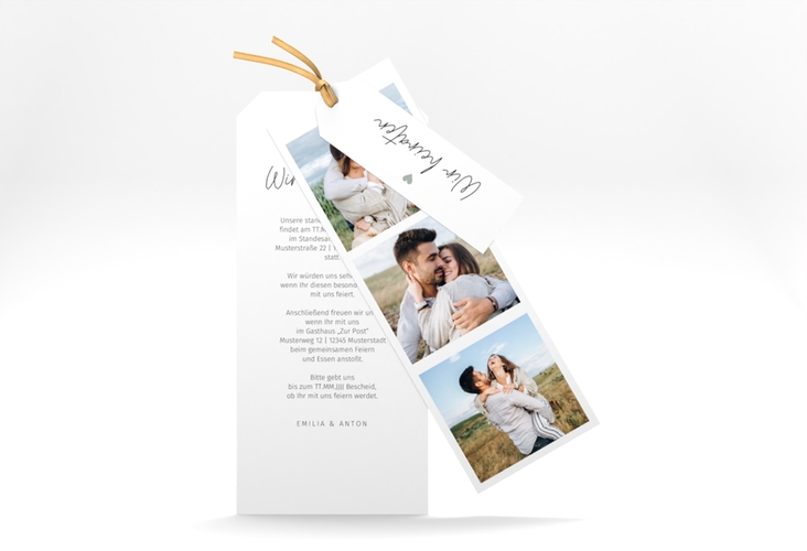 Hochzeitseinladung Herzschlag Kartentrio schlicht und elegant mit Herzchen