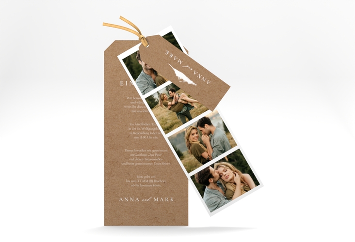Hochzeitseinladung Berghochzeit Kartentrio Kraftpapier mit Berg-Motiv